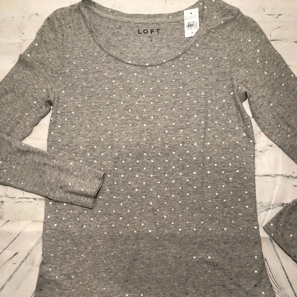 LAST ONE! LOFT Shimmer Dot Long Sleeve Tee - Picture 5 of 8